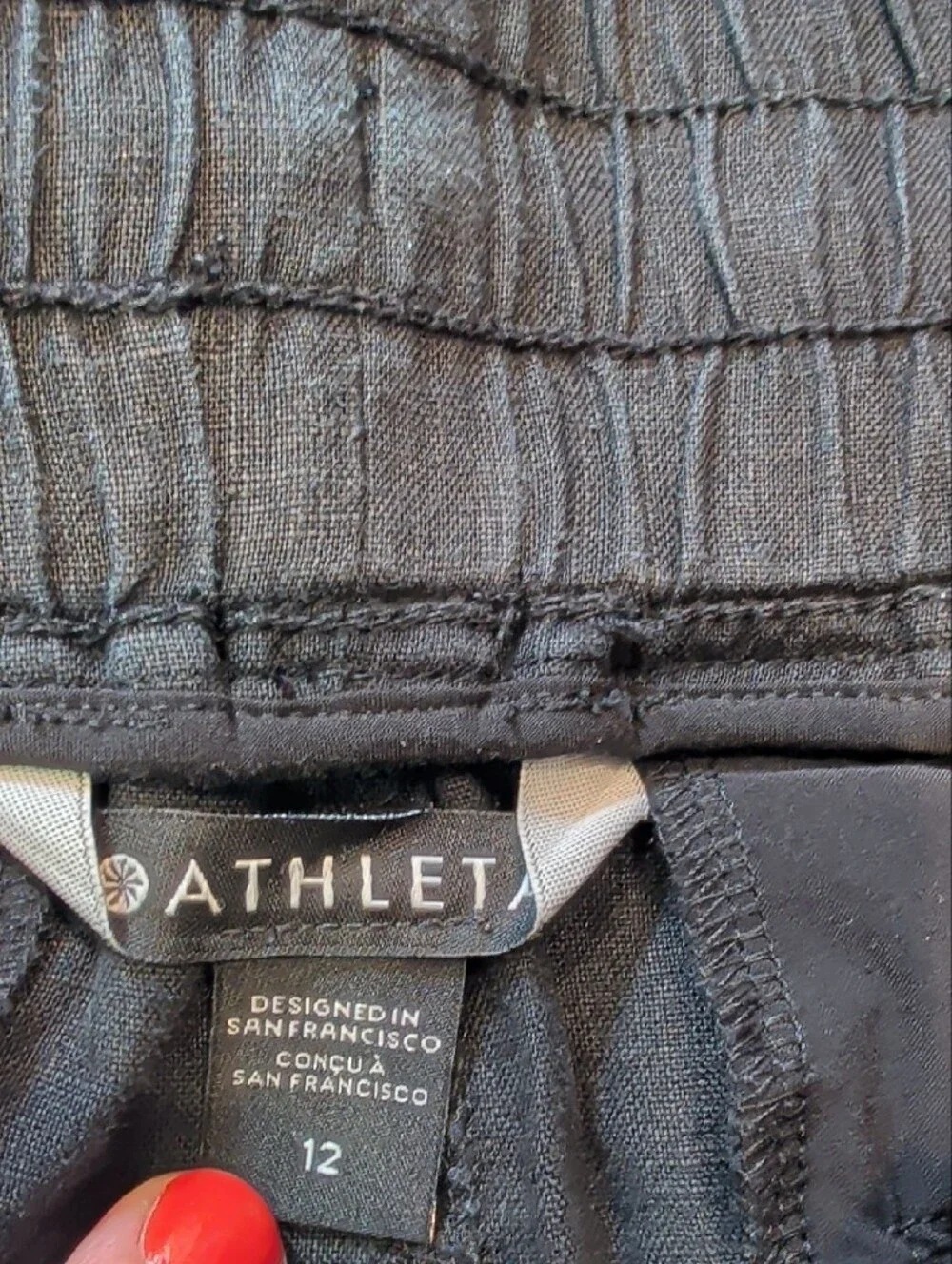 Athleta Black Elastic Drawstring Cabo Linen Shorts
